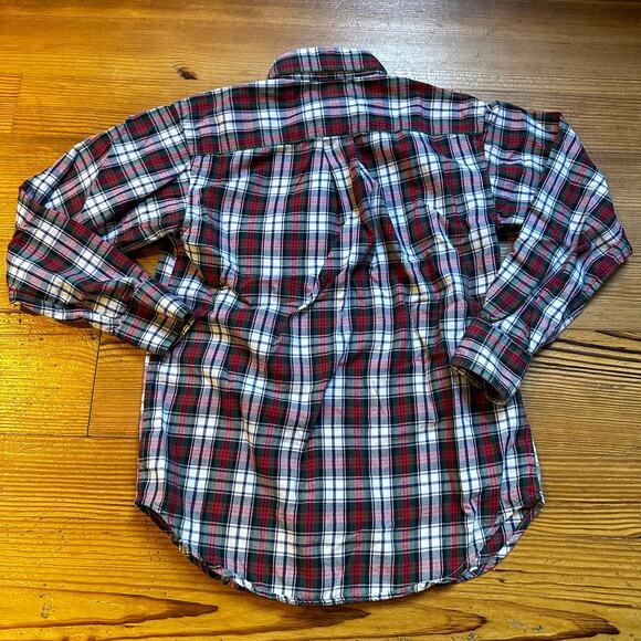 Ralph Lauren navy red green plaid long sleeve button collar shirt SIZE 8 - Picture 4 of 4